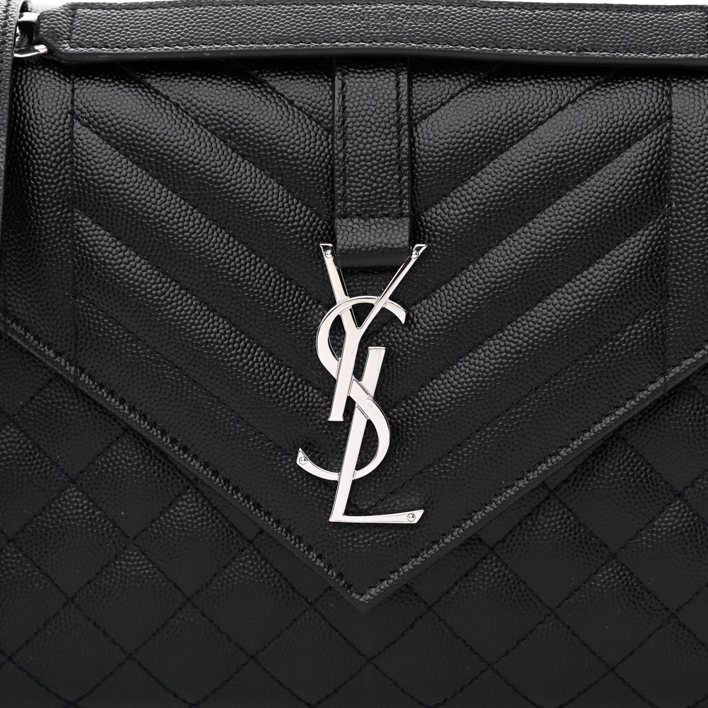 Grain De Poudre Textured Mixed Matelasse Triquilt Medium Monogram Satchel Black