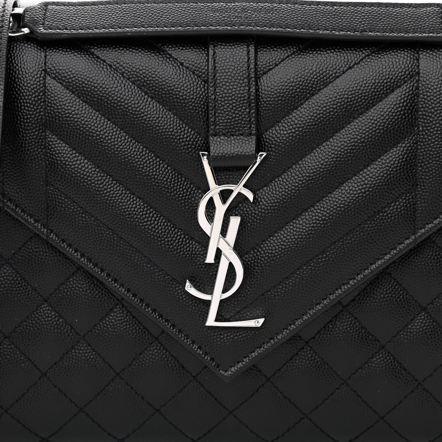 Saint Laurent Grain De Poudre Textured Mixed Matelasse Triquilt Medium Monogram Satchel Black 7 of 10