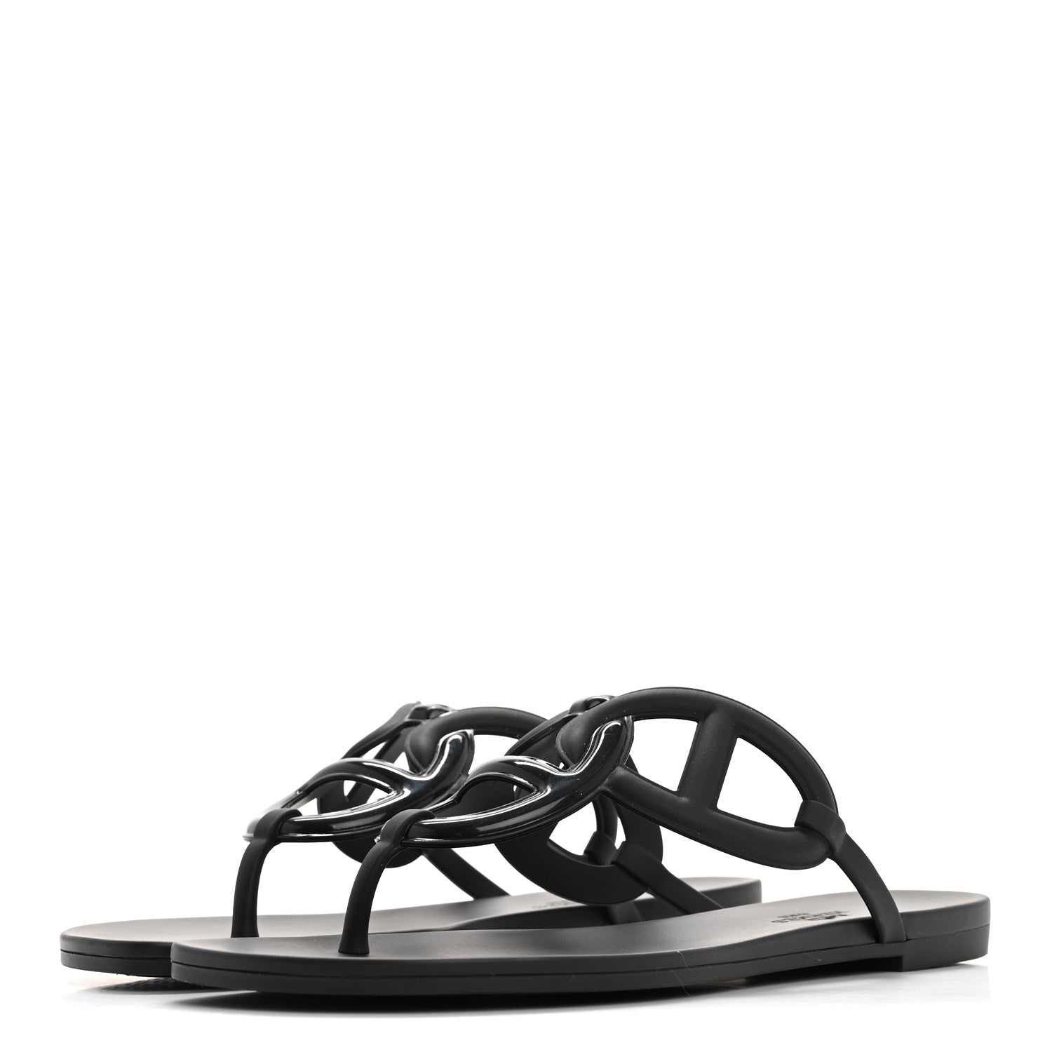 Hermes Rubber Womens Egerie Sandals 38 Black 4 of 8