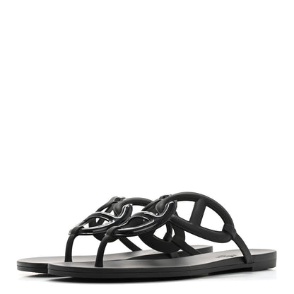 Hermes Rubber Womens Egerie Sandals 38 Black 4 of 8