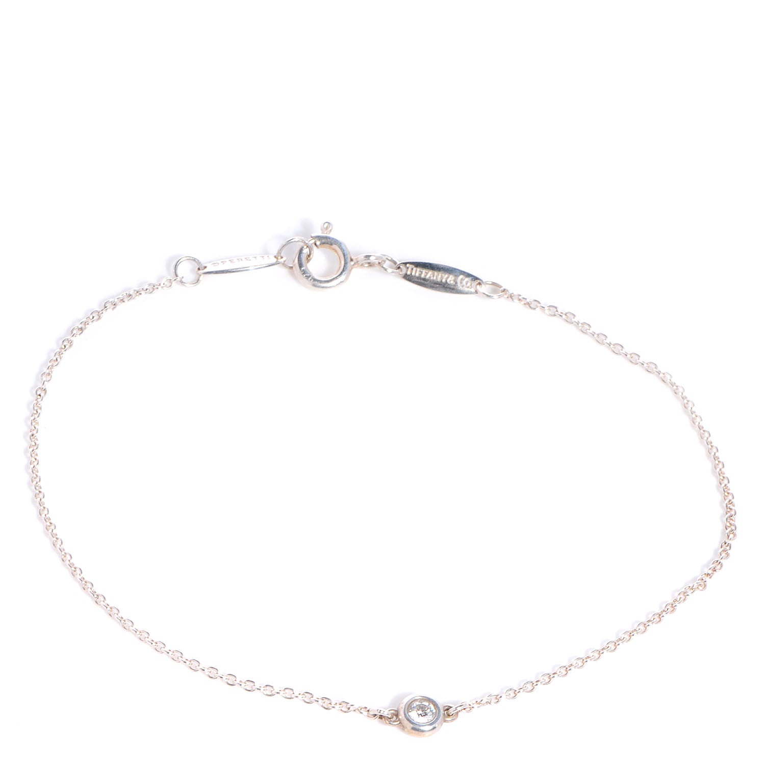 Tiffany Sterling Silver Diamond .05ct Elsa Peretti Diamonds by the Yard Bracelet 1 of 6