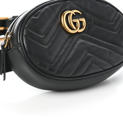 Gucci Calfskin Matelasse GG Marmont Belt Bag 75 30 Black 8 of 9
