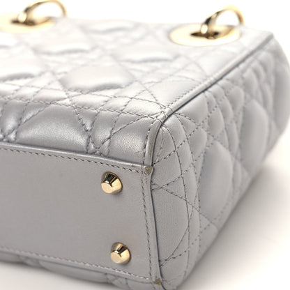 Christian Dior Metallic Lambskin Cannage Mini Lady Dior Grey 12 of 14