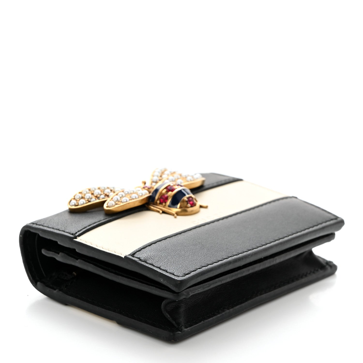 Gucci Calfskin Queen Margaret Card Case Wallet Black Mystic White 4 of 7
