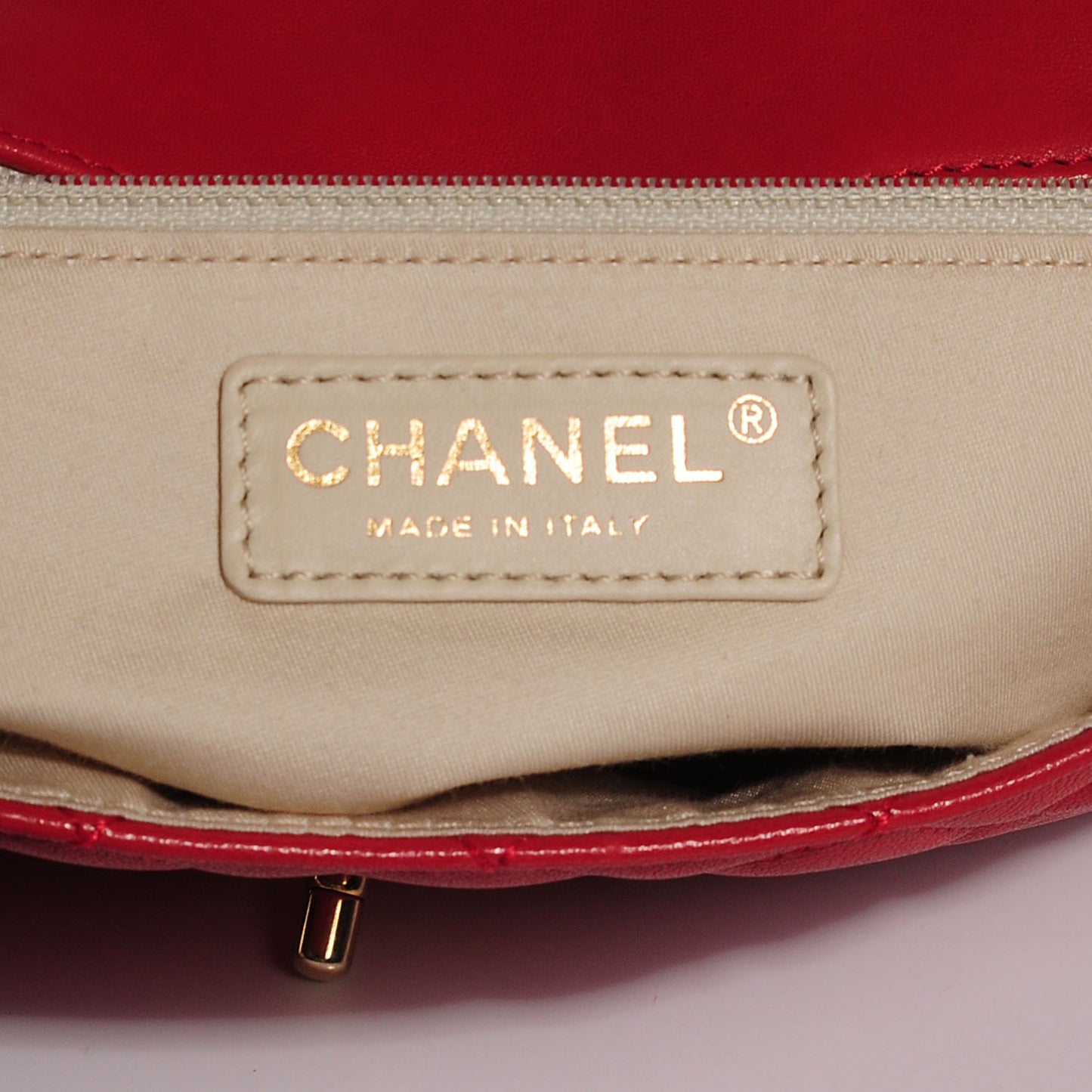 Lambskin Quilted Medium Cruise Charm Flap Red