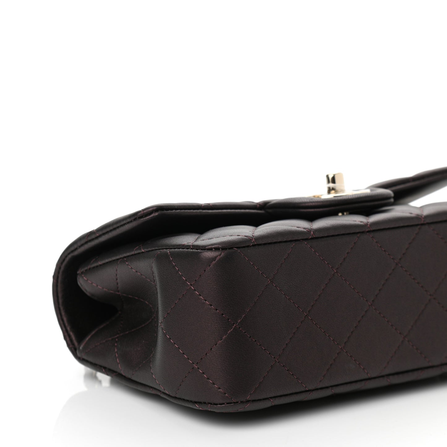 Iridescent Lambskin Quilted Mini Top Handle Rectangular Flap Burgundy