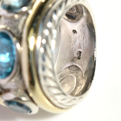 David Yurman Sterling Silver 14K Yellow Gold Blue Topaz Renaissance Ring 5.5 5 of 5