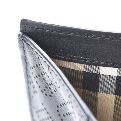 Burberry Calfskin Perforated Compact Wallet Black 8 of 9
