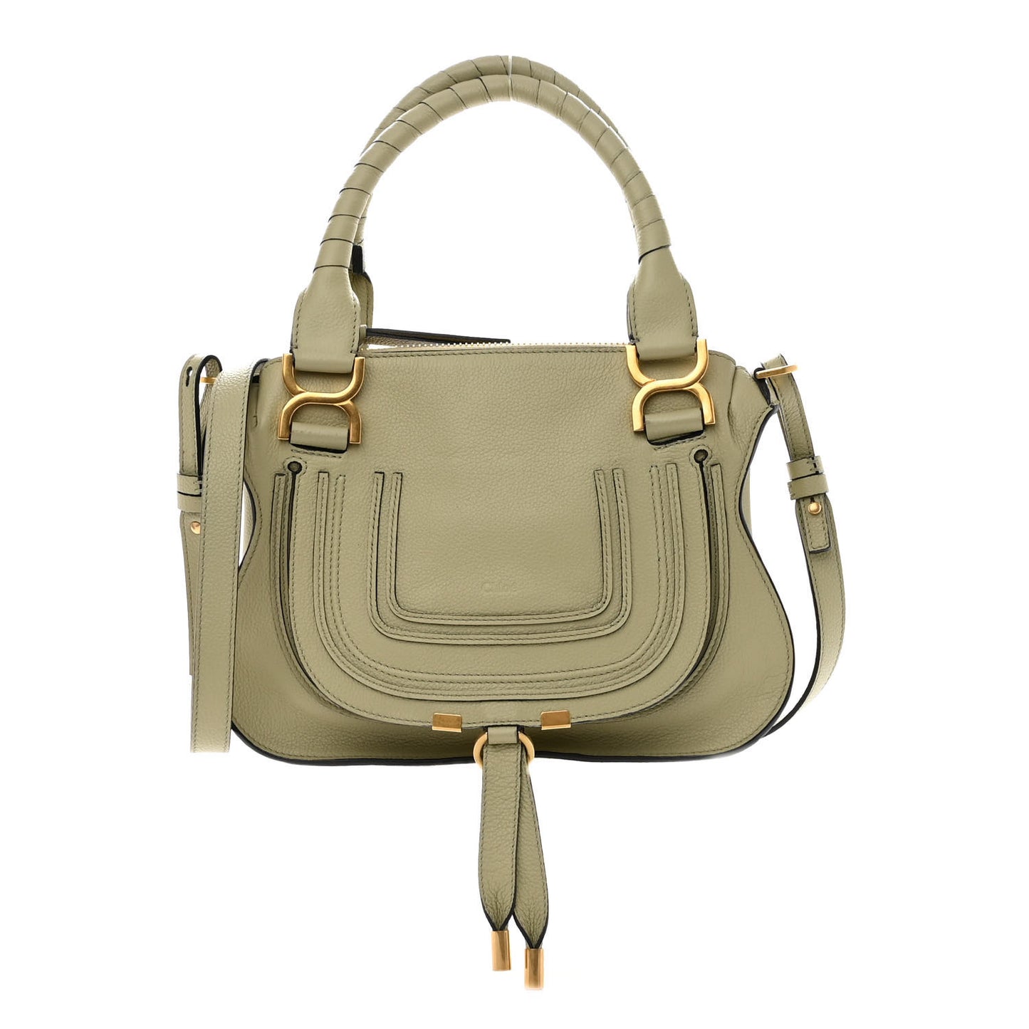 Calfskin Small Marcie Satchel Faded Green