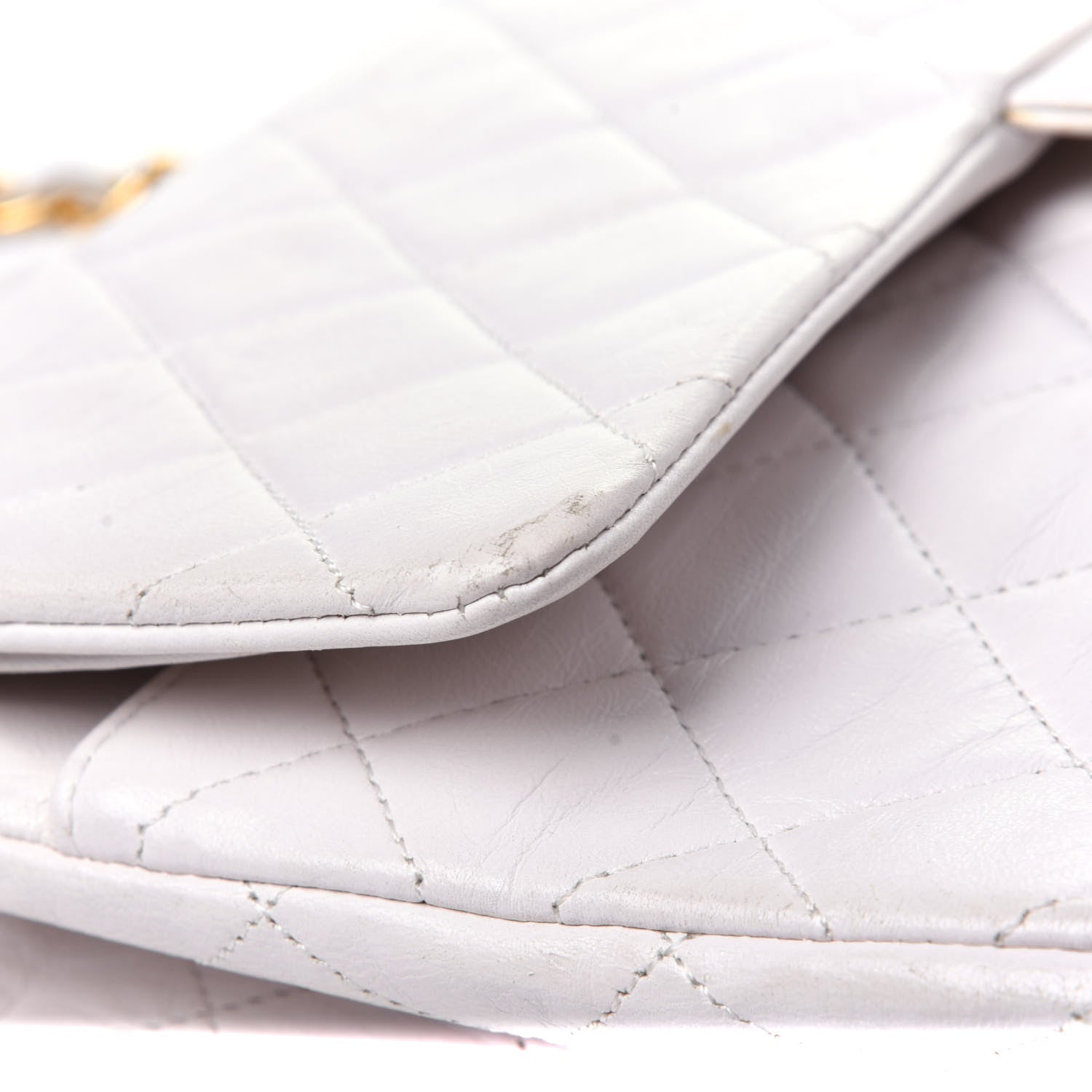 Chanel Lambskin Quilted Medium Double Flap White 14 of 15