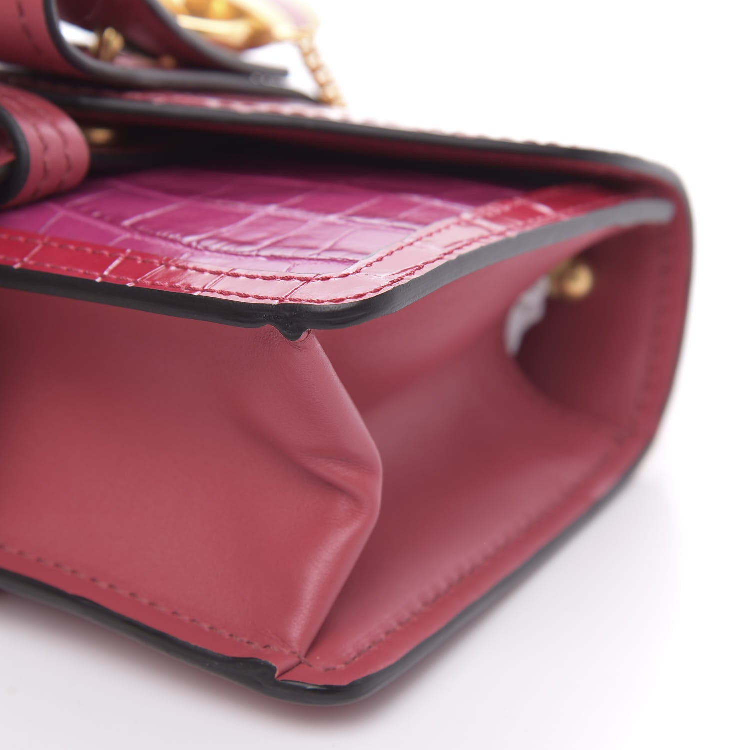 Chloe Calfskin Crocodile Embossed Mini Aby Chain Shoulder Bag Graphic Pink 9 of 10