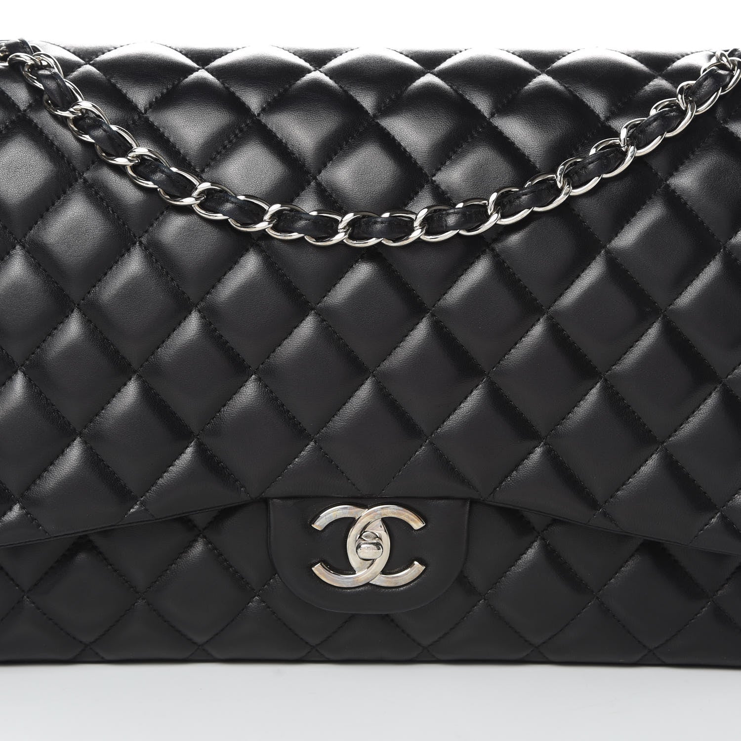 Chanel Lambskin Quilted Maxi Double Flap Black 8 of 19