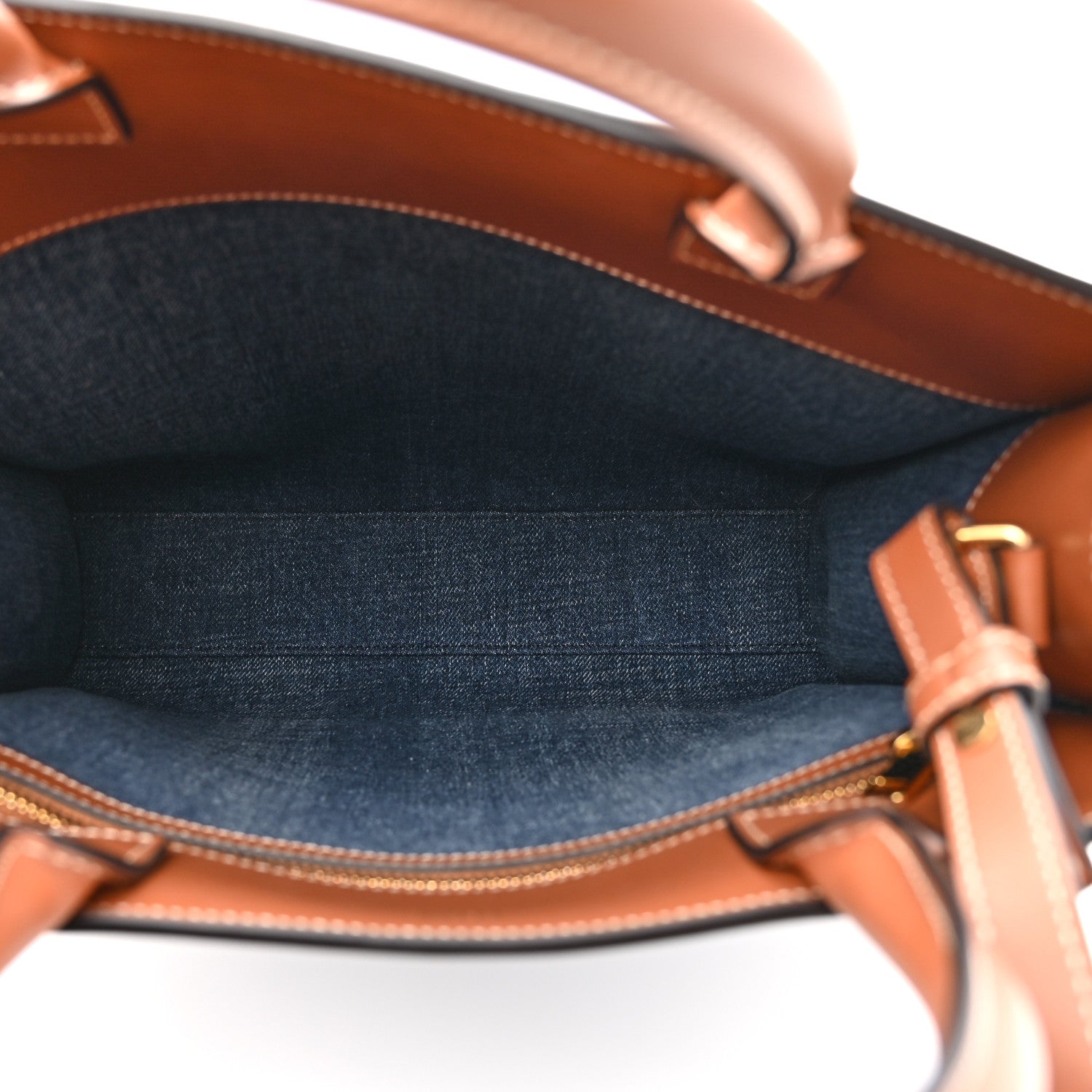 Celine Denim All Over Print Small Vertical Cabas Navy Tan 5 of 13