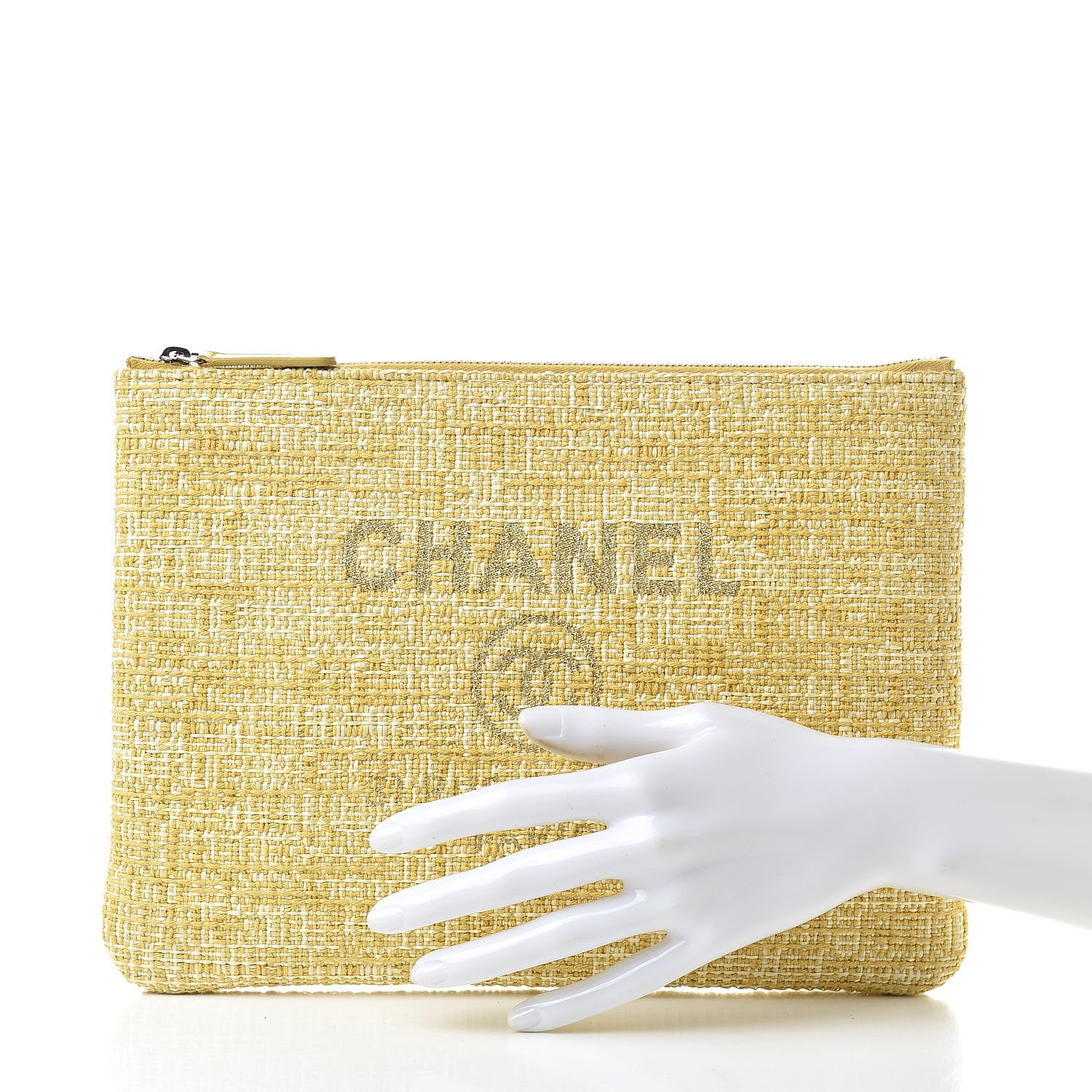 Chanel Canvas Medium Deauville Pouch Yellow 2 of 7