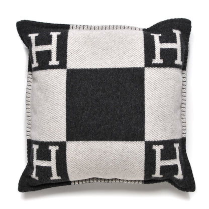 Hermes Wool Cashmere Avalon Pillow PM Ecru Gris Fonce 1 of 6