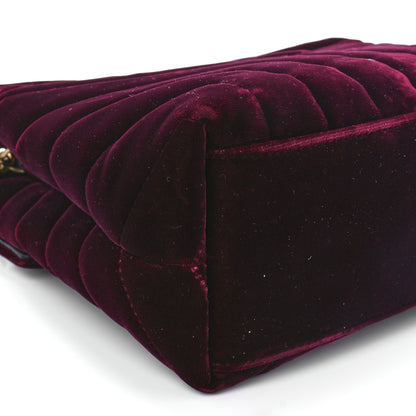 Saint Laurent Velvet Y Quilted Monogram Small Loulou Chain Satchel Burgundy 11 of 12