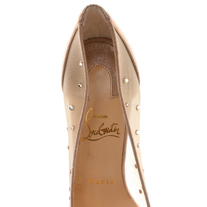 Christian Louboutin Suede Lame Crystal Strass Follies 85 Pumps 37.5 Light Silk 8 of 9