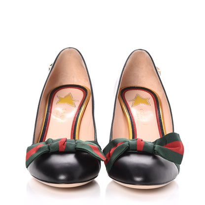 Gucci Calfkin Web Bow Pumps 37 Black 2 of 9