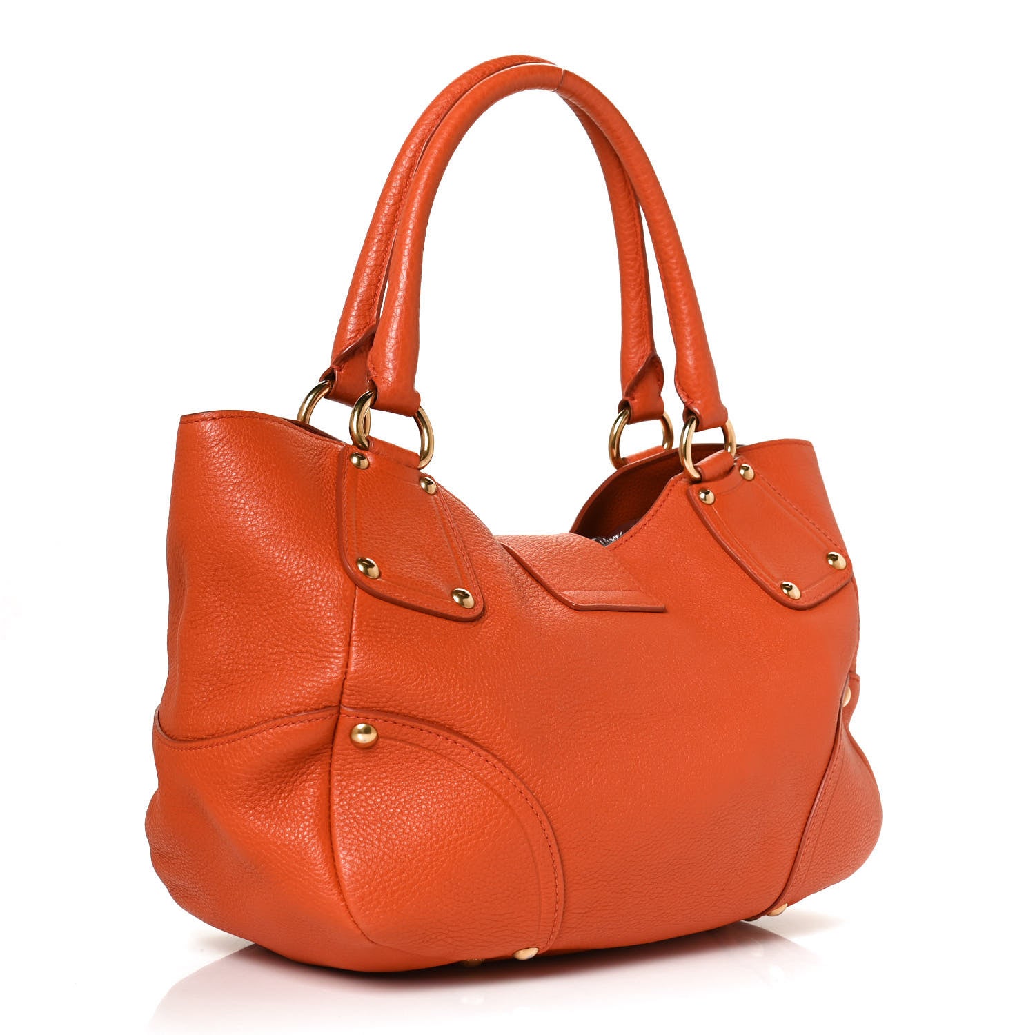Prada Vitello Daino Pushlock Tote Papaya 2 of 11