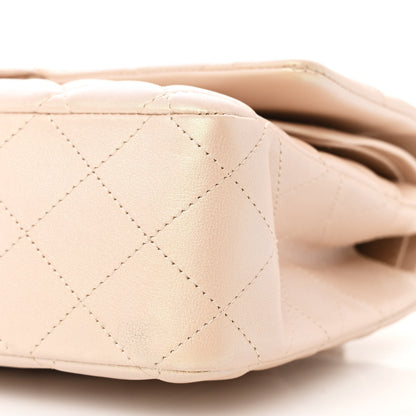 Chanel Iridescent Calfskin Quilted Medium Double Flap Beige 10 of 12