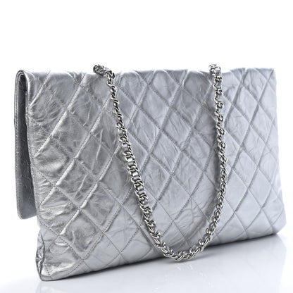 Chanel Metallic Crumpled Calfskin Big Bang Large Flap Bag Silver 3 of 10