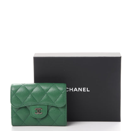 Chanel Caviar Quilted Flap Card Holder Green 8 of 9