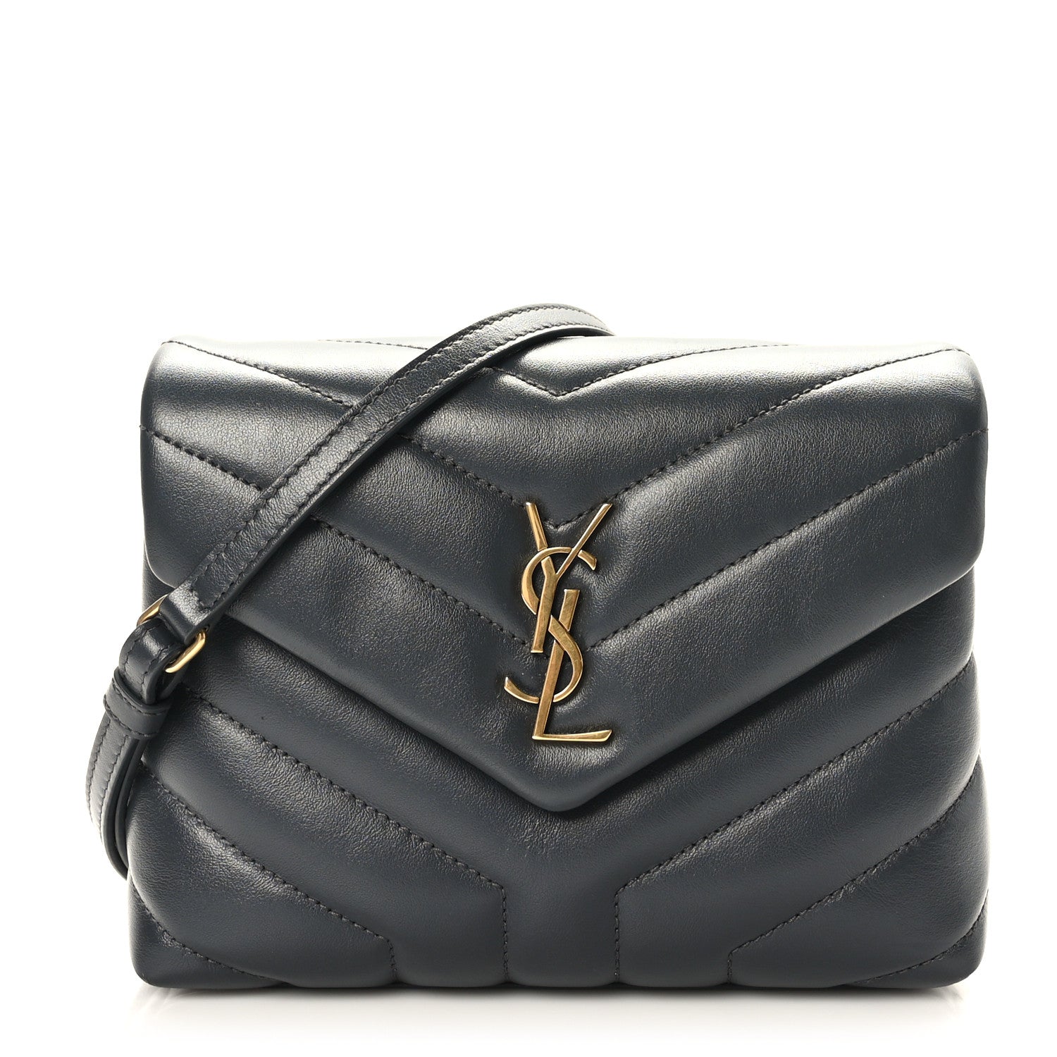 Saint Laurent Calfskin Y Quilted Monogram Toy Loulou Crossbody Bag Dark Smog 1 of 10