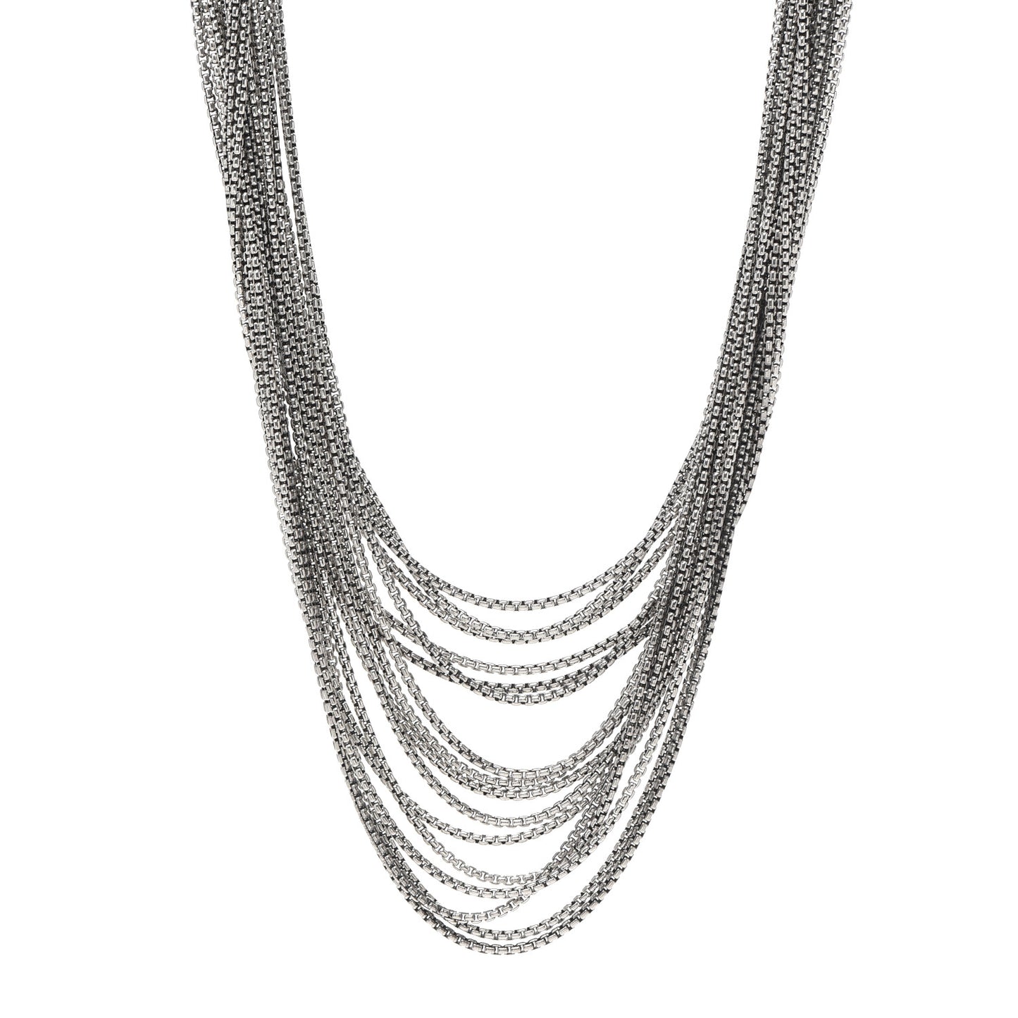 Sterling Silver Multi Strand Box Chain Necklace
