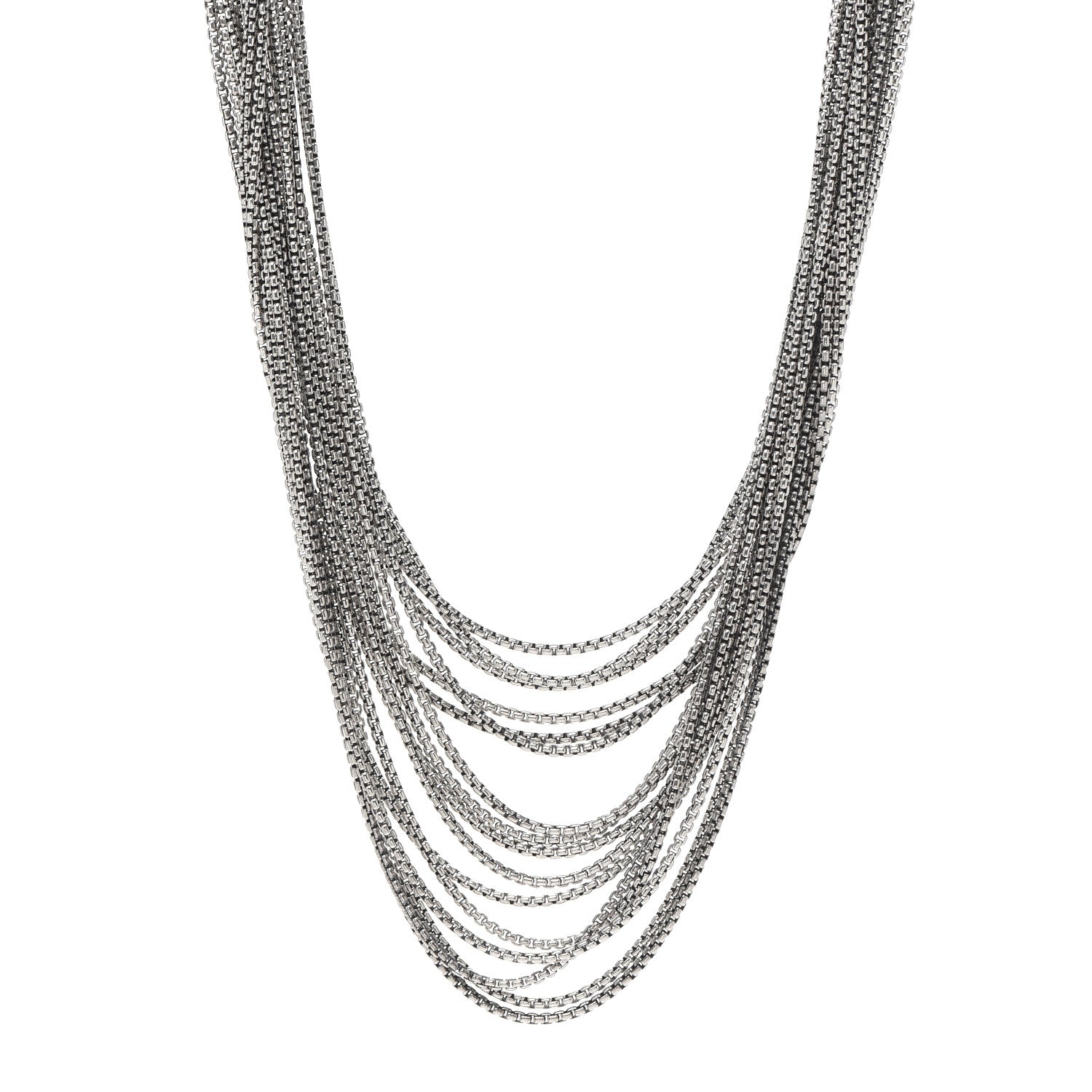 David Yurman Sterling Silver Multi Strand Box Chain Necklace 1 of 5