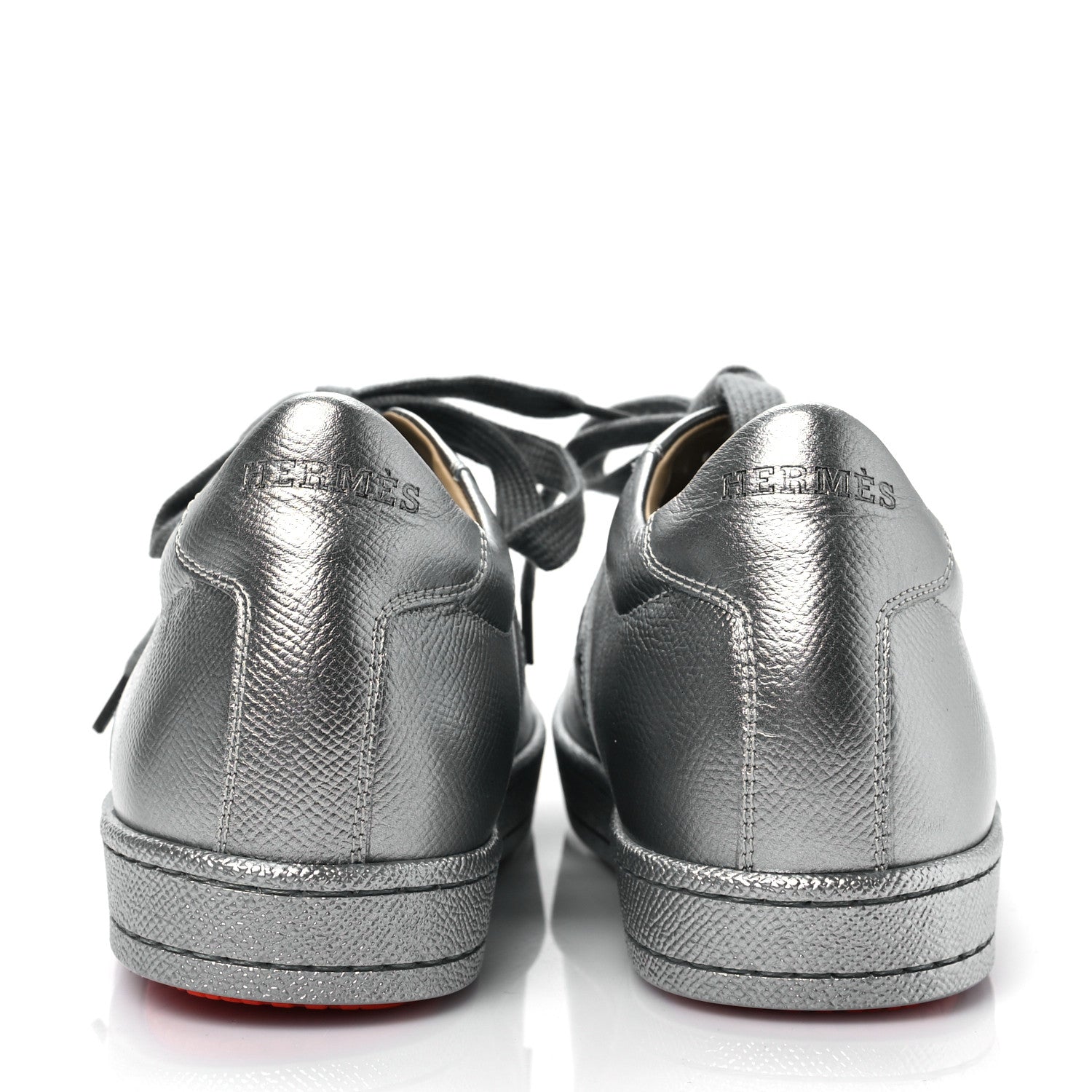 Hermes Metallic Epsom Womens Boomerang Sneakers 38.5 Argente 5 of 8