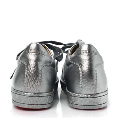 Hermes Metallic Epsom Womens Boomerang Sneakers 38.5 Argente 5 of 8