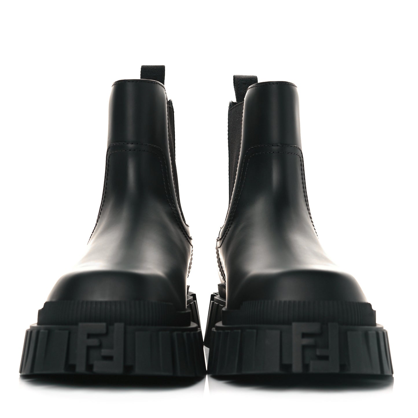 Calfskin Rubber Mens Fendi Force Chelsea Boots 7.5 Black