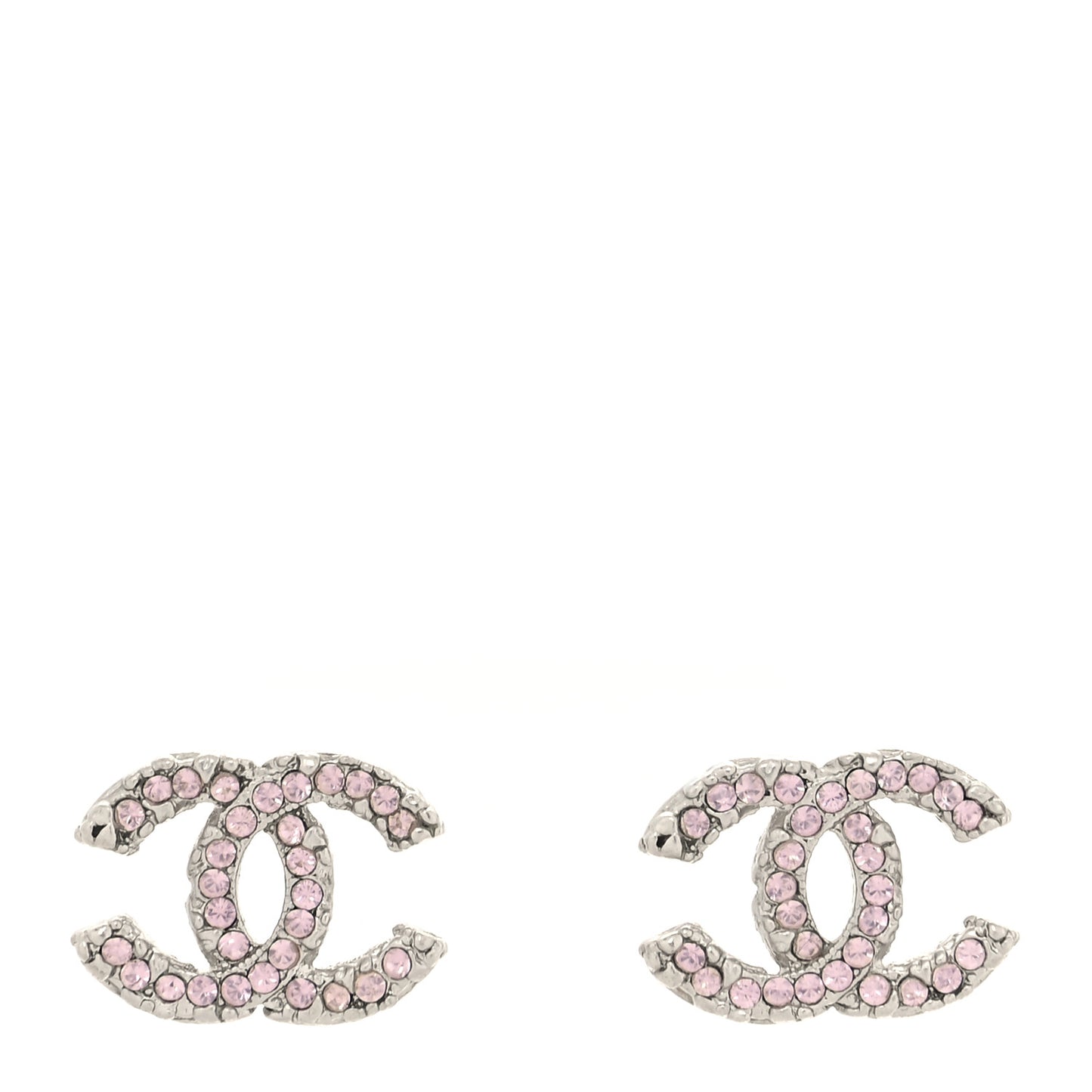 Crystal Enamel CC Earrings Silver Pink