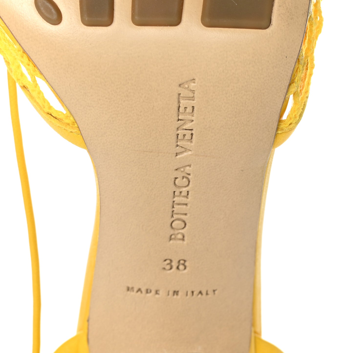 Mesh Nappa Stretch Ankle Tie Sandals 38 Egg Yolk