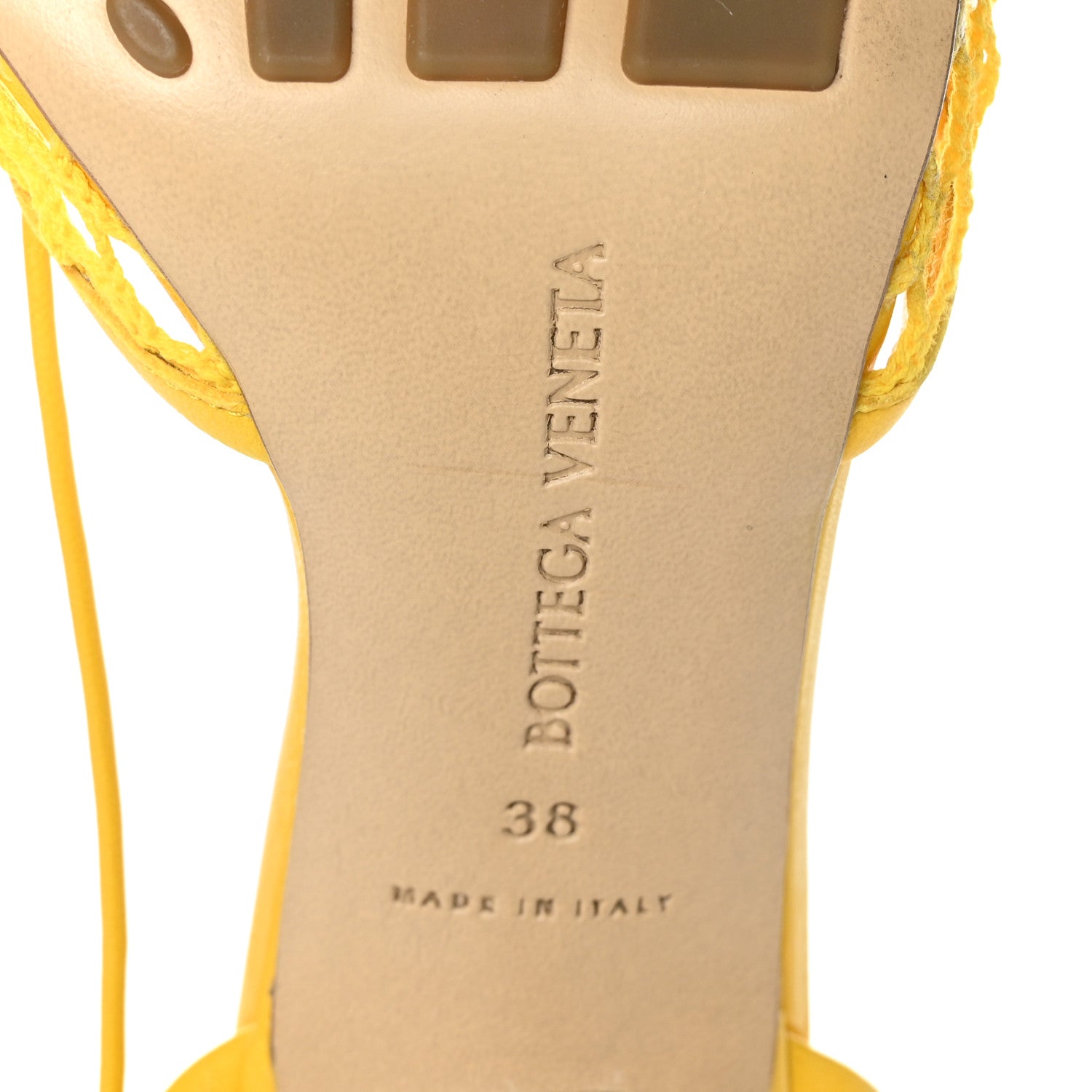 Bottega Veneta Mesh Nappa Stretch Ankle Tie Sandals 38 Egg Yolk 7 of 7