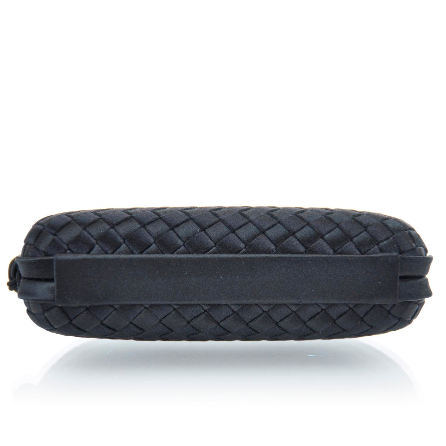 Bottega Veneta Satin Woven Evening Clutch Bag Black 5 of 9