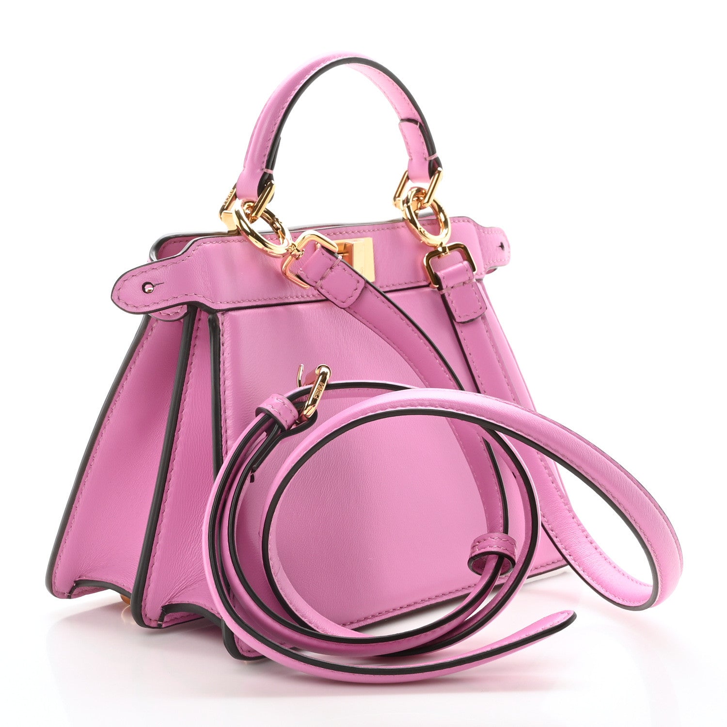 Fendi Shiny Nappa Petite Peekaboo I SEE U Satchel Rosa 3 of 10