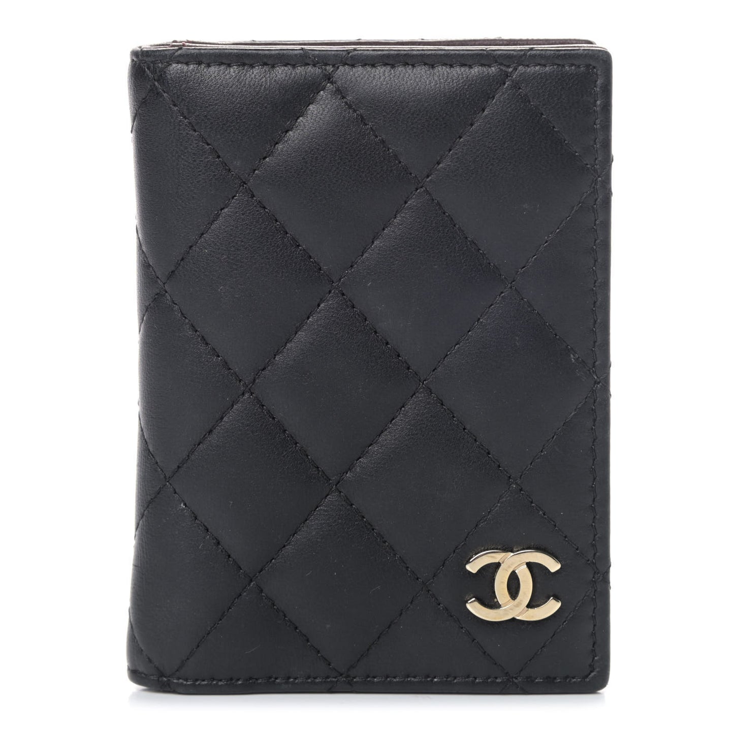 Lambskin Quilted Card Holder Wallet Black