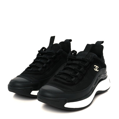 Chanel Velvet Calfskin Mixed Fibers CC Sneakers 36.5 Black 4 of 9