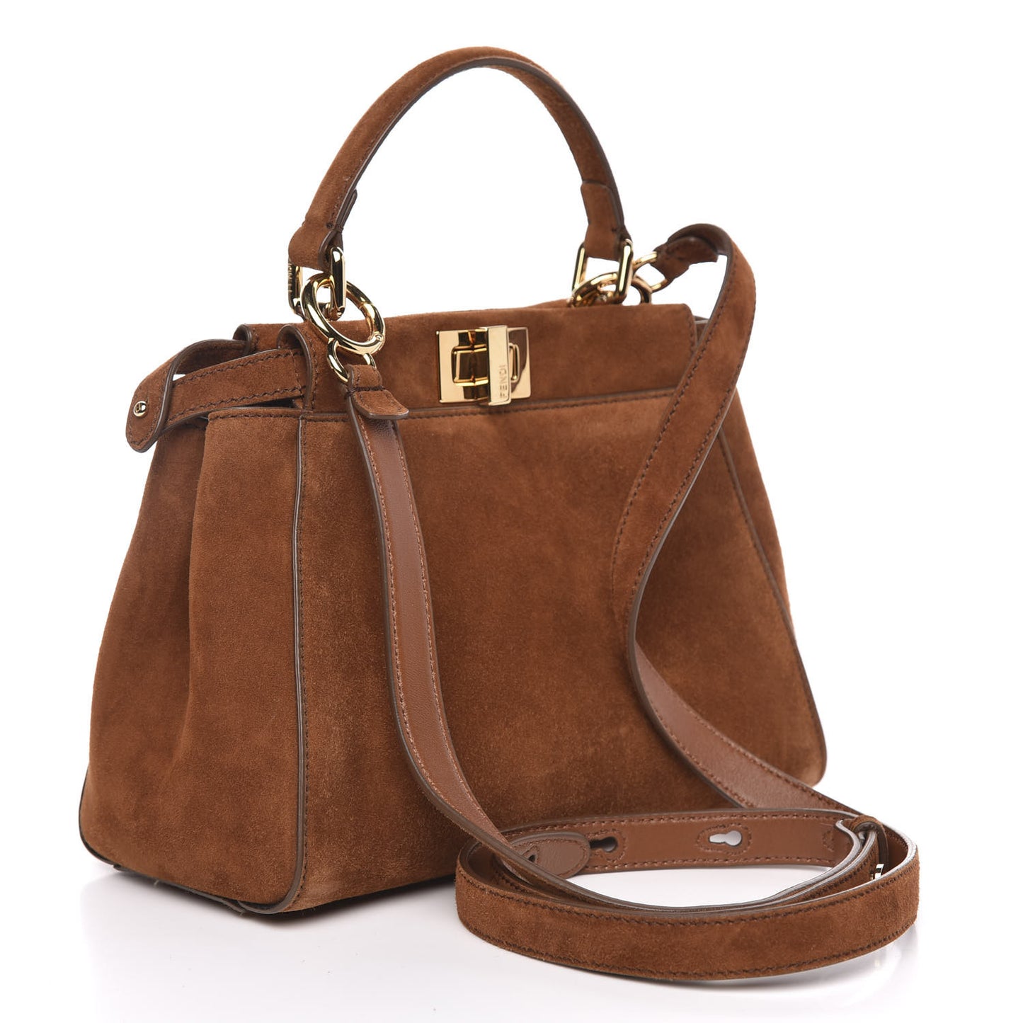 Chamois Karung Shiny Nappa Mini Pocket Peekaboo Iconic Satchel Cuoio Caramello
