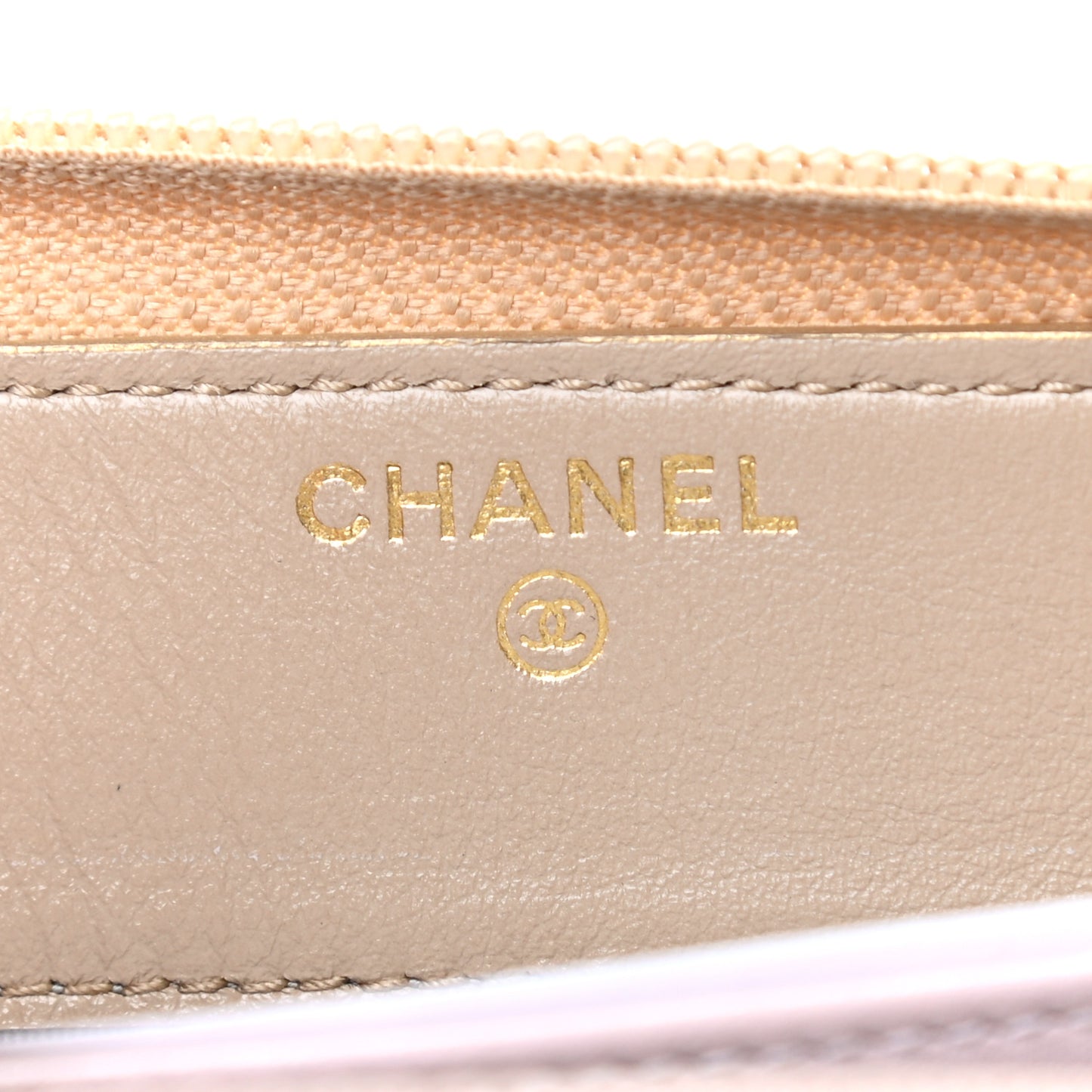 Metallic Aged Calfskin Quilted Palette Gusset Zip Around Wallet Gold