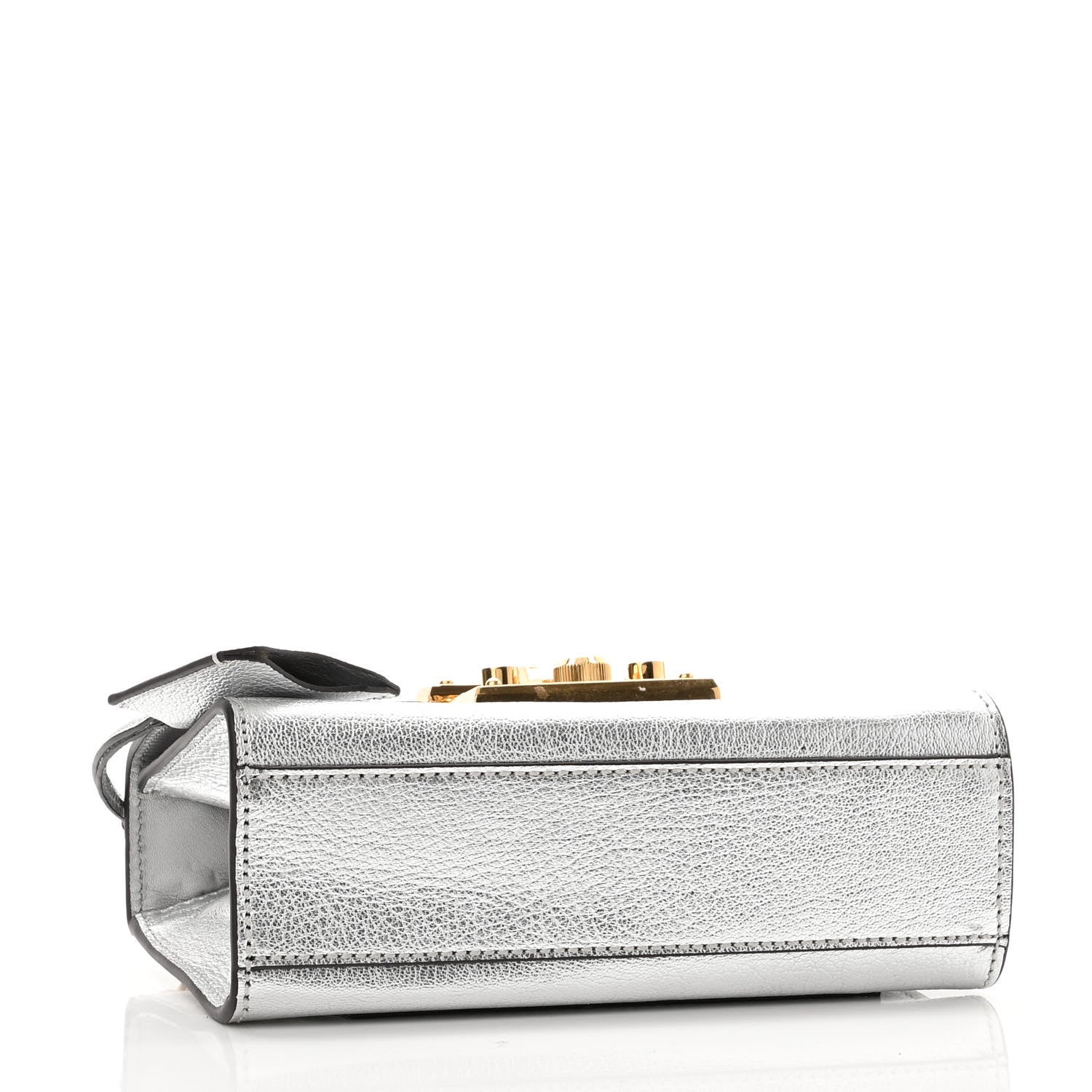 Gucci Metallic Goatskin Small Padlock Shoulder Bag Argento 4 of 10