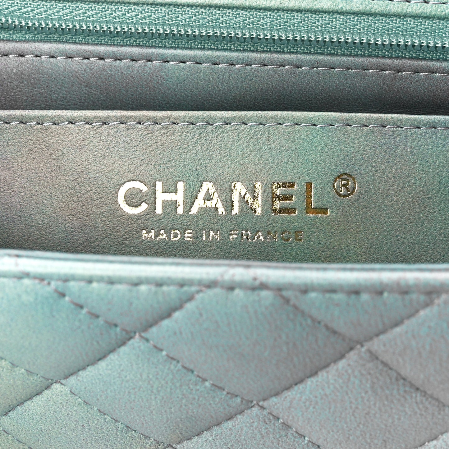 Lambskin Quilted Ombre Mini Top Handle Rectangular Flap Blue Green