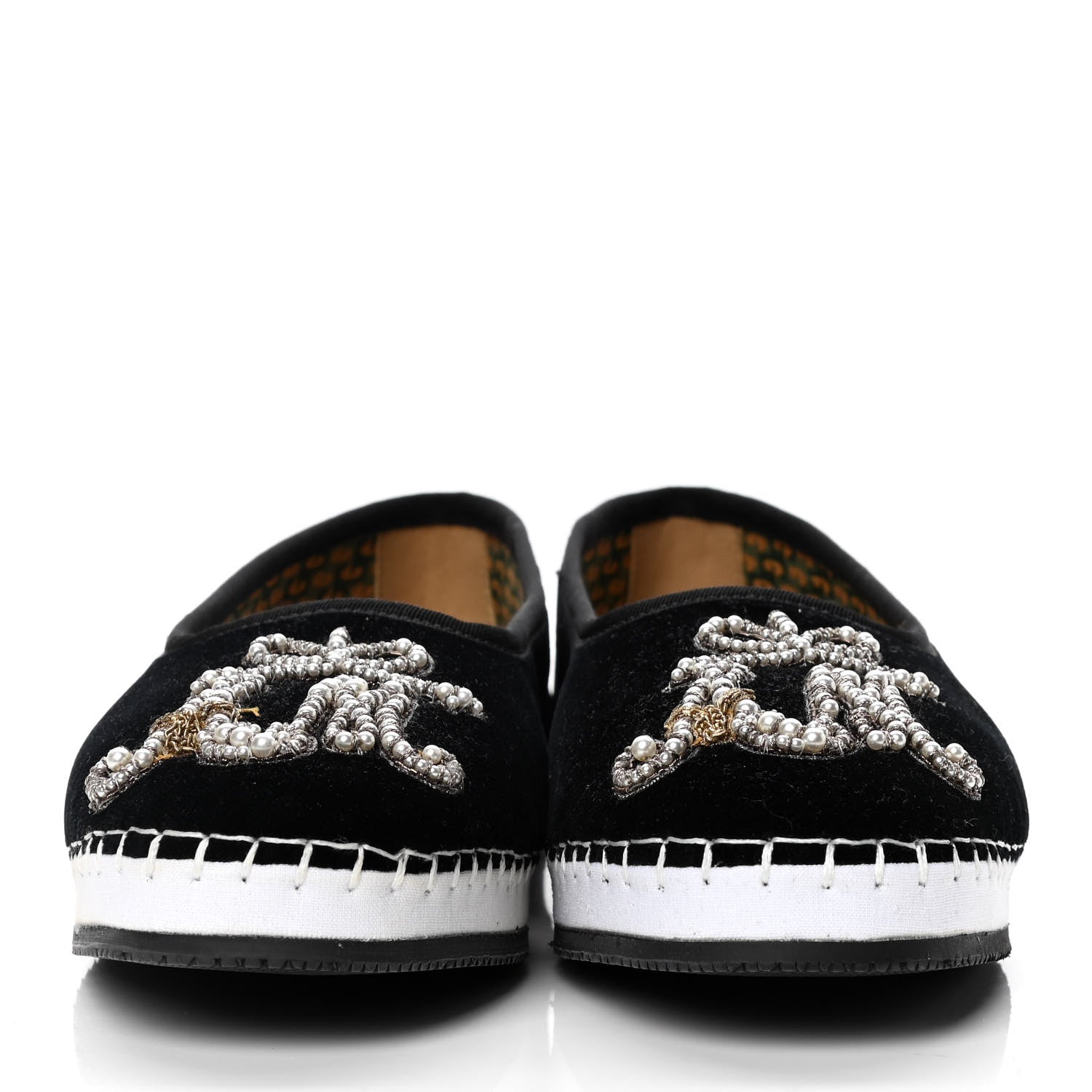 Gucci Velluto Marmara Pearl Embellished Womens Loafers 35 Black 2 of 4