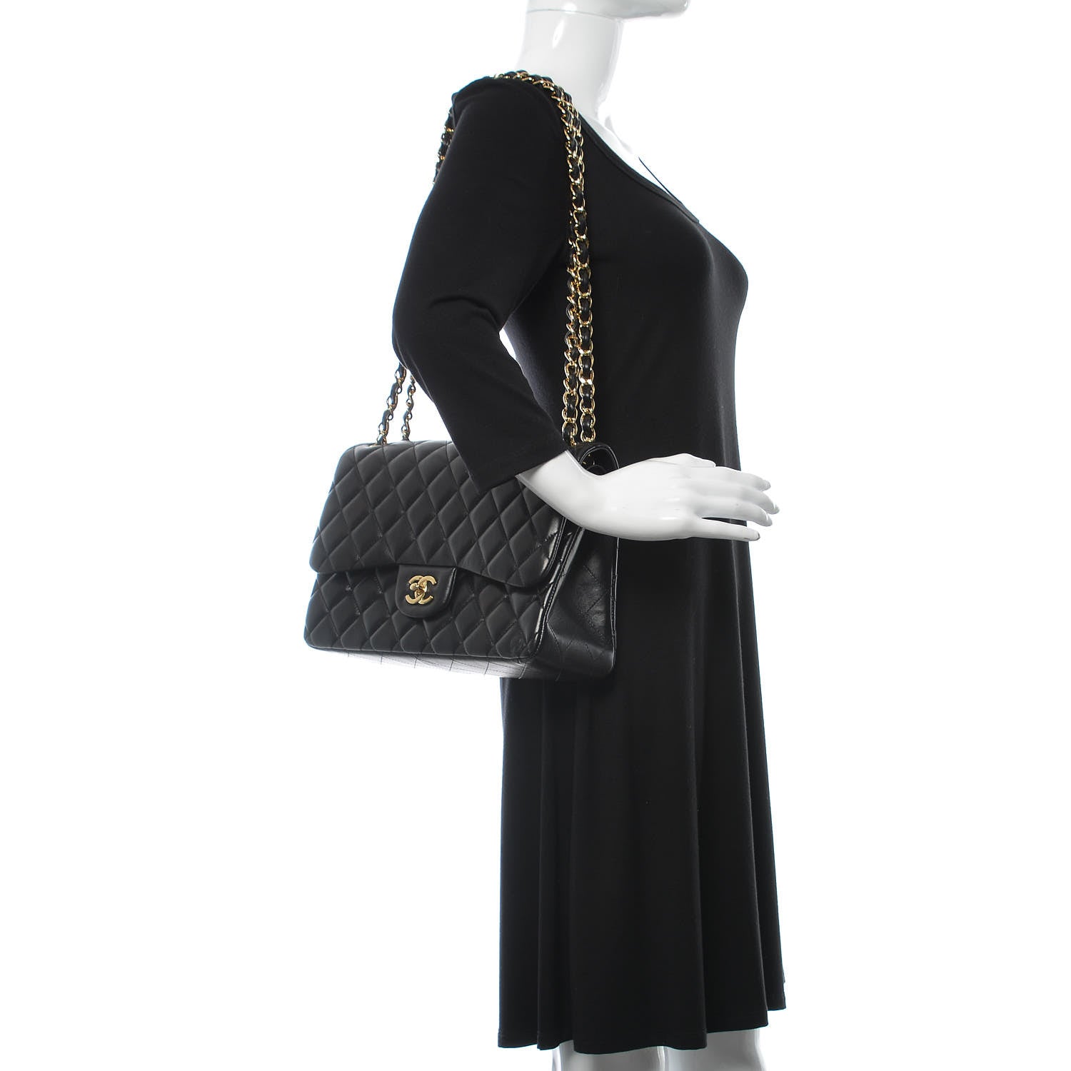 Chanel Lambskin Quilted Jumbo Double Flap Black 2 of 11