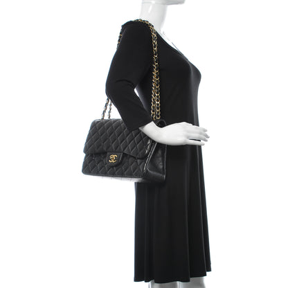 Chanel Lambskin Quilted Jumbo Double Flap Black 2 of 11