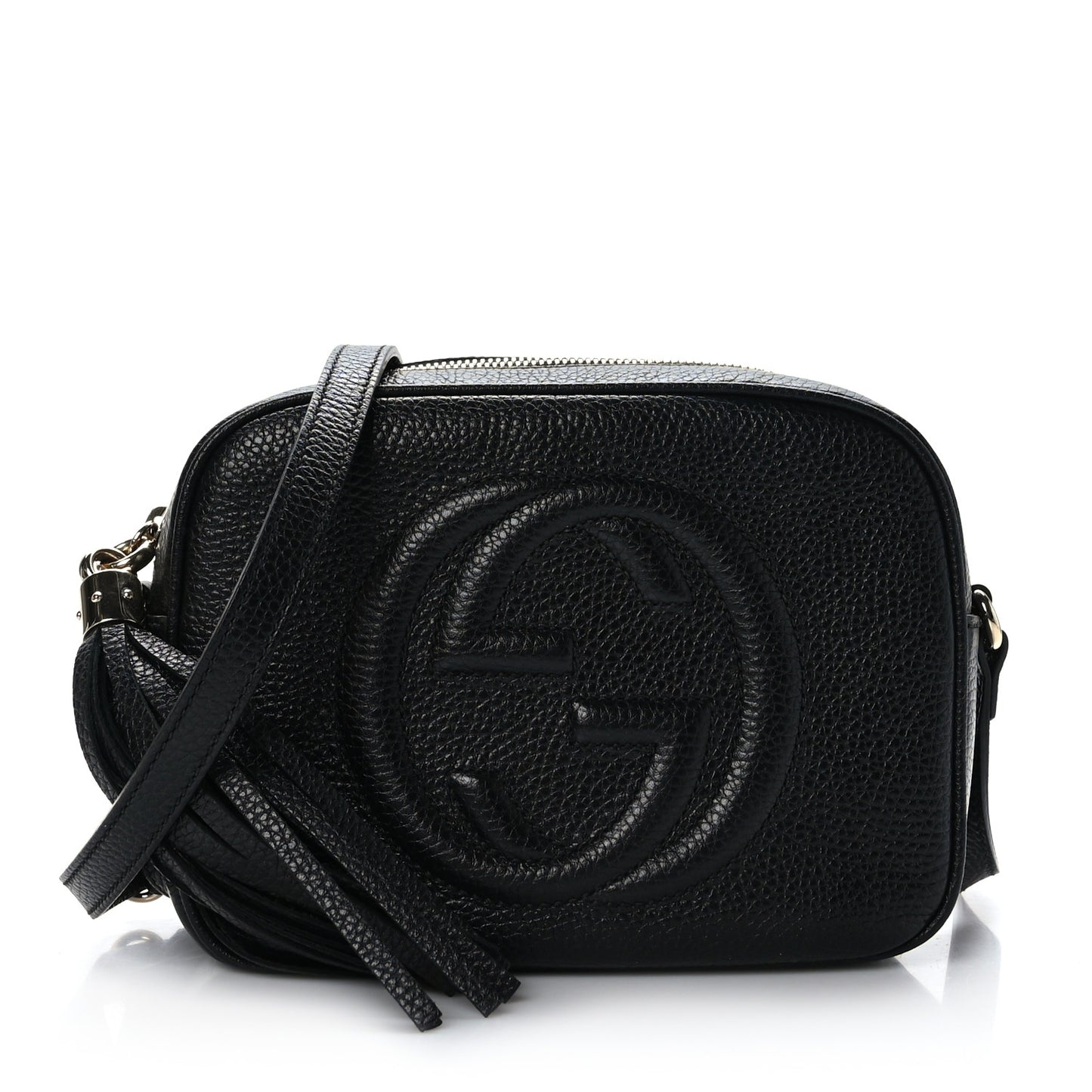 Pebbled Calfskin Small Soho Disco Bag Black