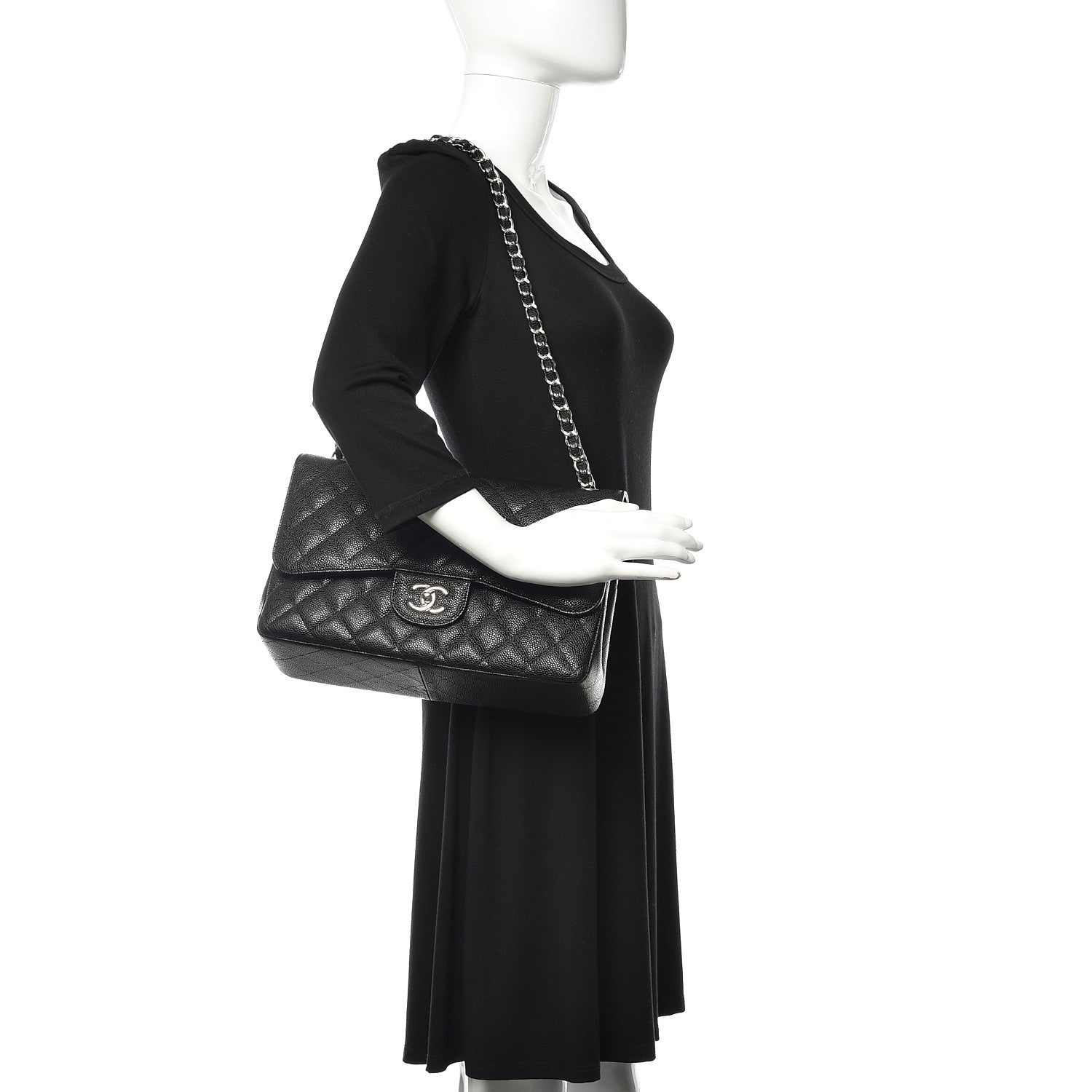 Chanel Caviar Quilted Jumbo Double Flap Black 2 of 17