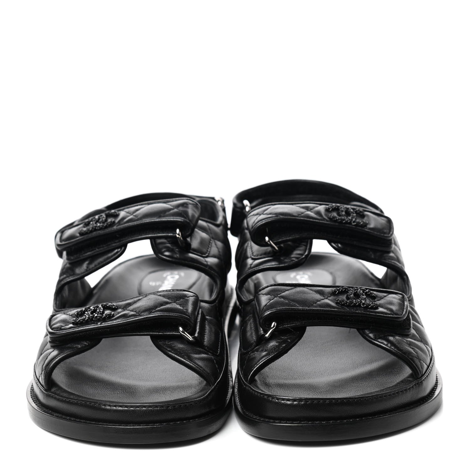 Chanel Lambskin Velcro Dad Sandals 41 Black 2 of 8