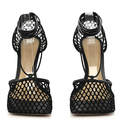 Bottega Veneta Mesh Nappa Stretch Ankle Tie Sandals 39.5 Black 2 of 5